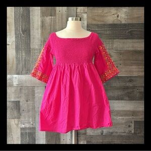 South Main hot pink peasant dress medium boho chic hippie fiesta festival Barbie